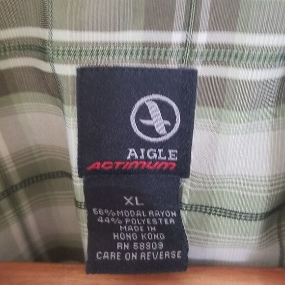 Aigle Actimum Green Plaid Short Sleeve shirt sz XL - Picture 7 of 7